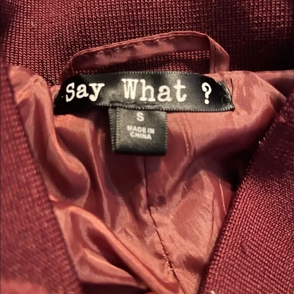 Say What? S burgundy red faux fur lined retro glam‎ bomber jacket - Picture 3 of 9